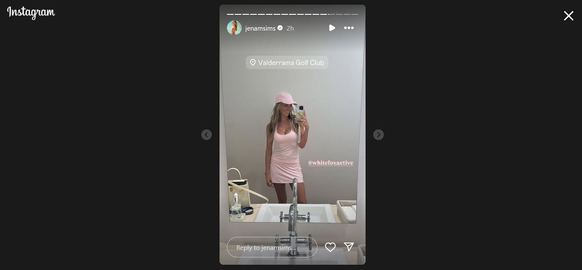 A screenshot of Jena Sims' Instagram story from July 11, 2025 (Image Credit: @jenamsims)